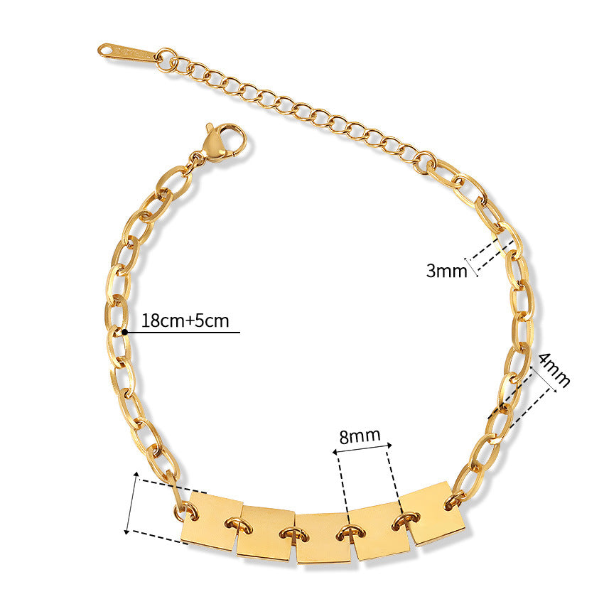 Wholesale 8k Gold Plated Fashion Square Bracelet