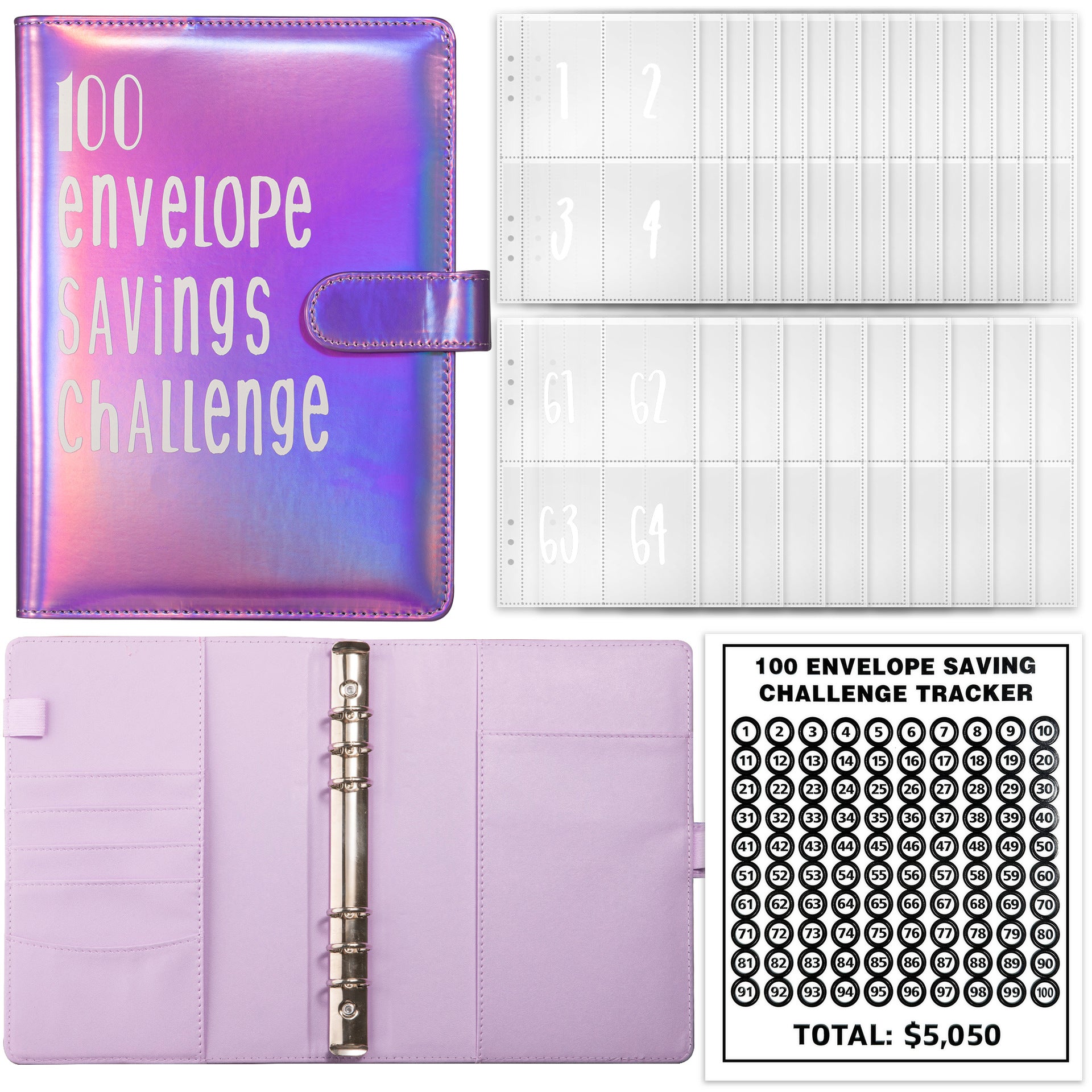 Wholesale PU 100 Day Couple Challenge Money Saving Book Loose Page Book