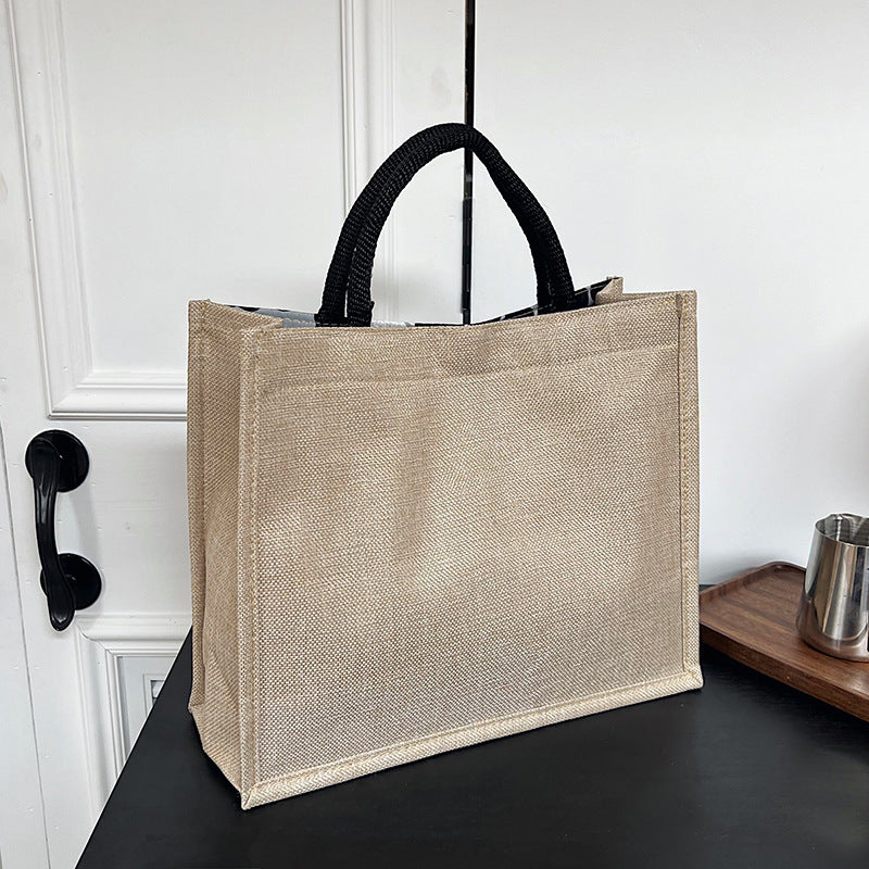 Wholesale Simple Heart Linen Magnetic Buckle Large Capacity Bag Handheld Commuter Bag