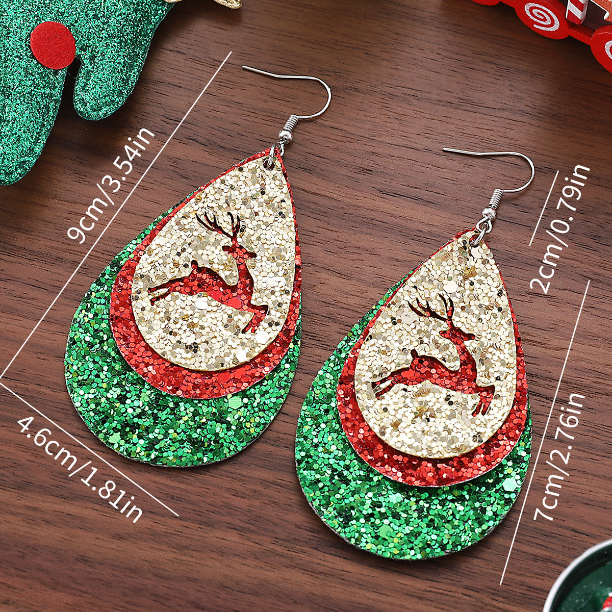 Wholesale Christmas sequined leather Christmas earrings