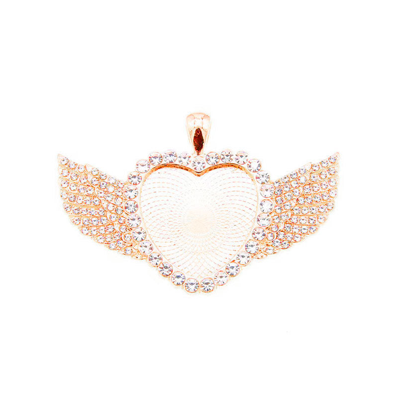 Wholesale Sublimation necklace angel wings necklace heart full diamond clavicle necklace