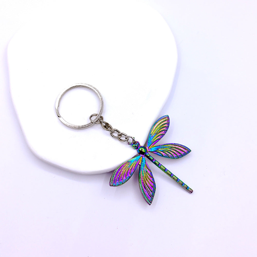 Wholesale Stainless Steel Colorful Dragonfly Keychains