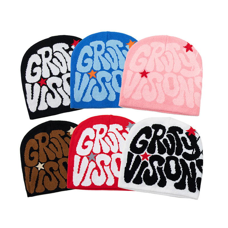 Wholesale Alphabet Jacquard Knitted Street Winter Hat