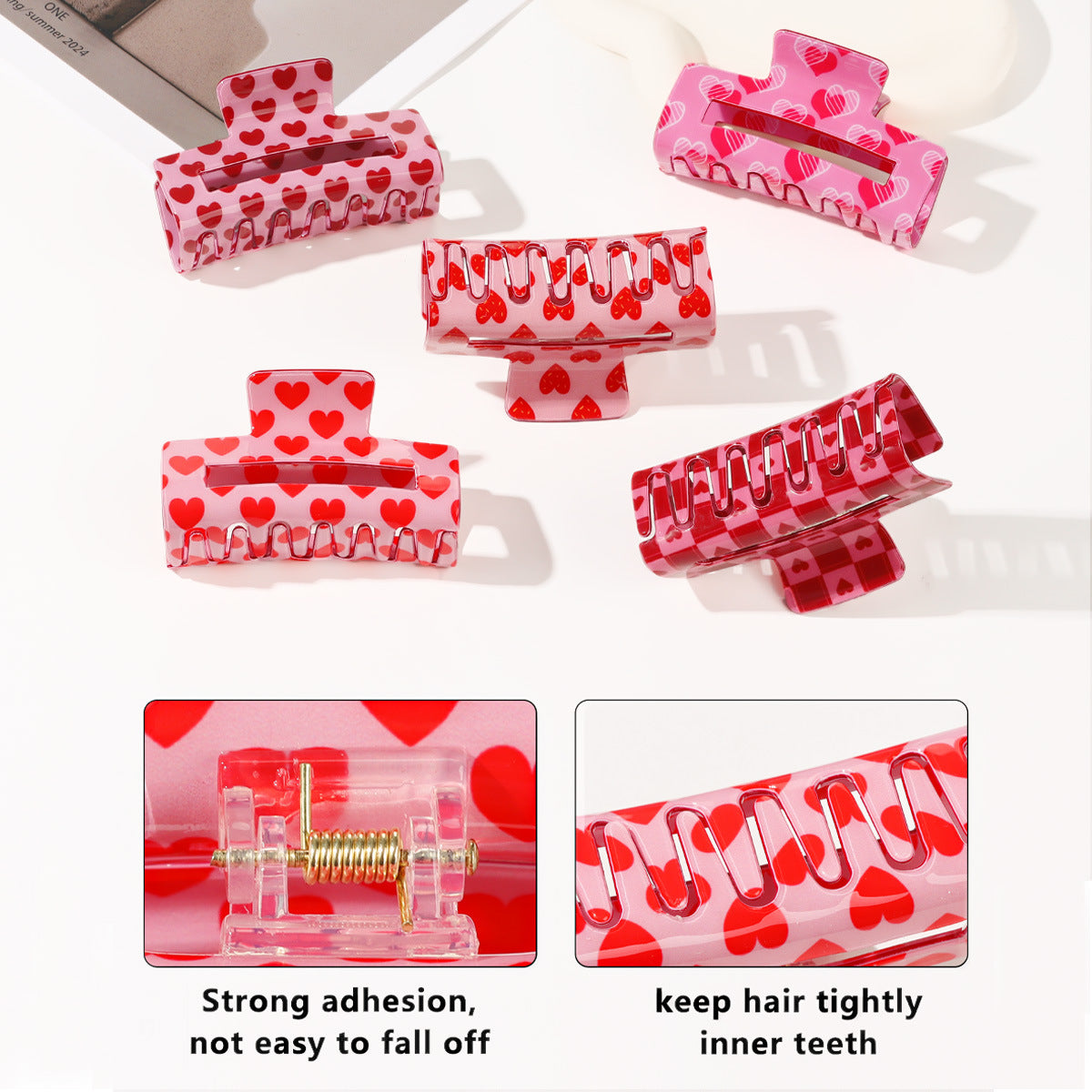 Wholesale Valentine's Day Love Grab Clip Back Head Hairpin Square Sweet Elegant Fashion Jewelry