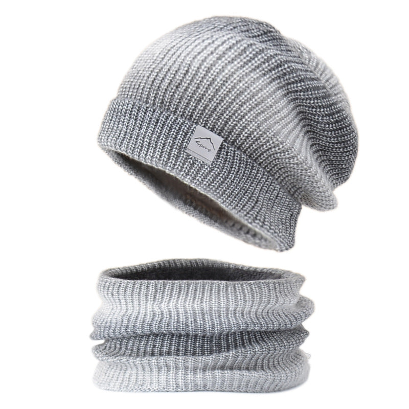 Wholesale Autumn and Winter Gradient Beanie Hat Ear Protection Cold Protection Knit Two-piece Set