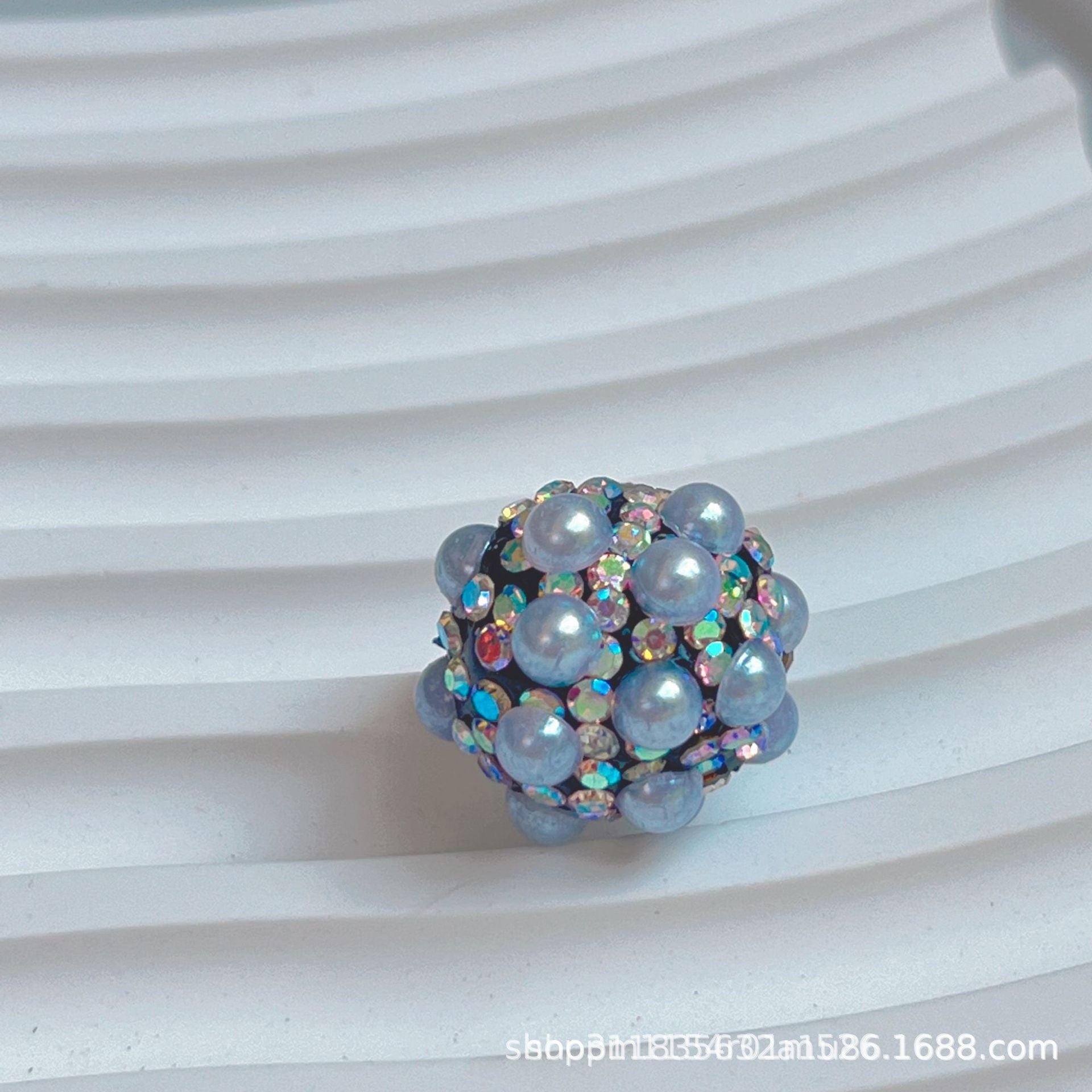 Wholesale 10pcs Colored diamond studded beads  pearl clay straight hole beads