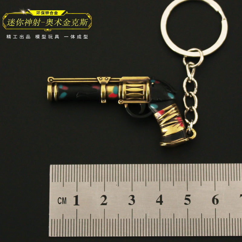Wholesale  model mini double city battle Justice alloy keychain pendant
