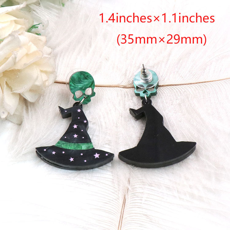 Wholesale 5pairs/pack Witch Hats Halloween Acrylic Earrings