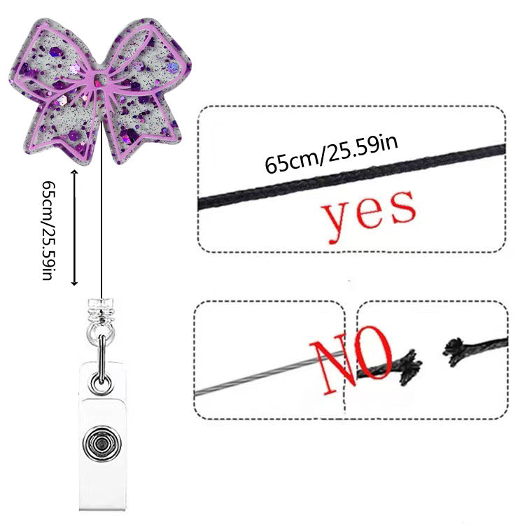Wholesale Acrylic pink bow retractable name tag Badge Reels