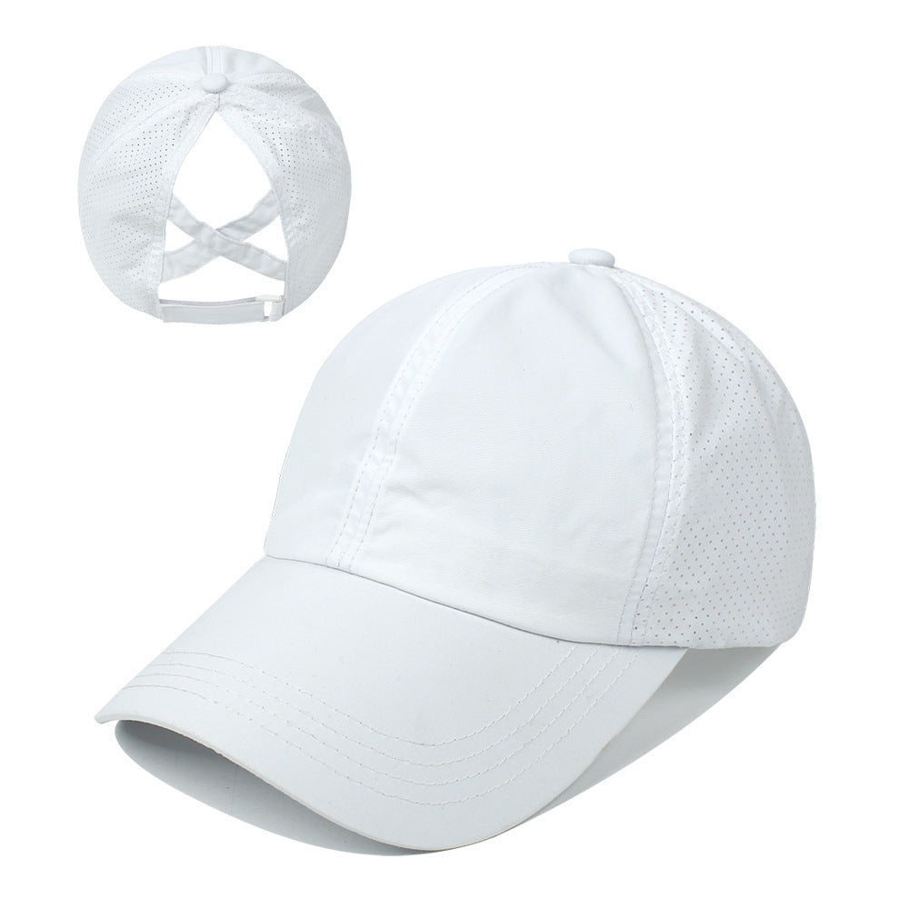 Wholesale Casual Cross Ponytail Net Surface Quick Dry Spring Summer Solid Baseball Cap