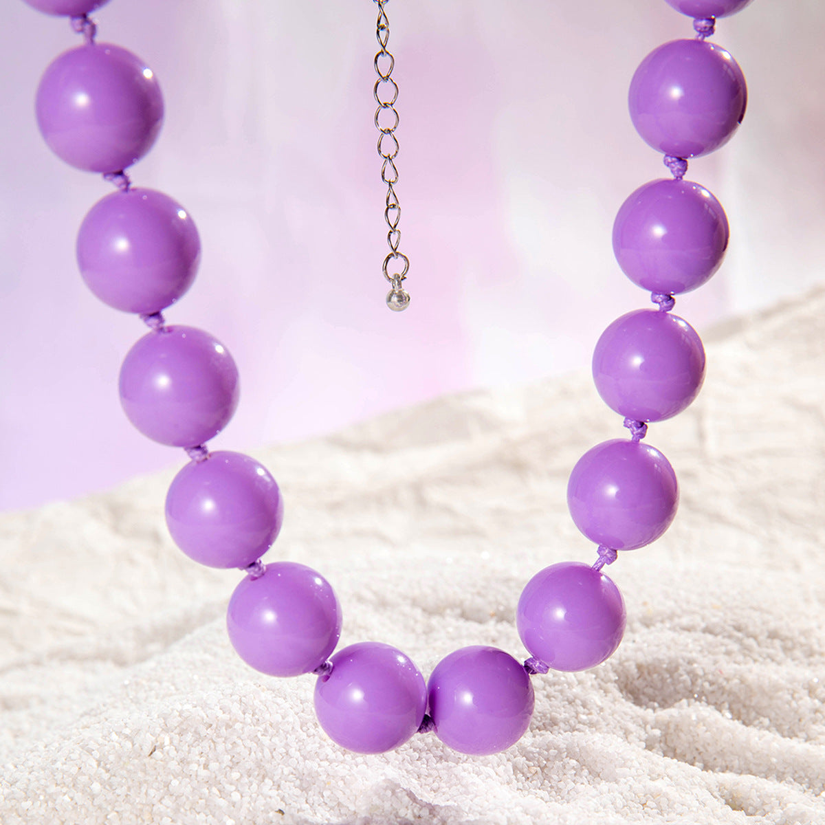 Wholesale Exaggerated Bohemian colorful large bead single layer necklace