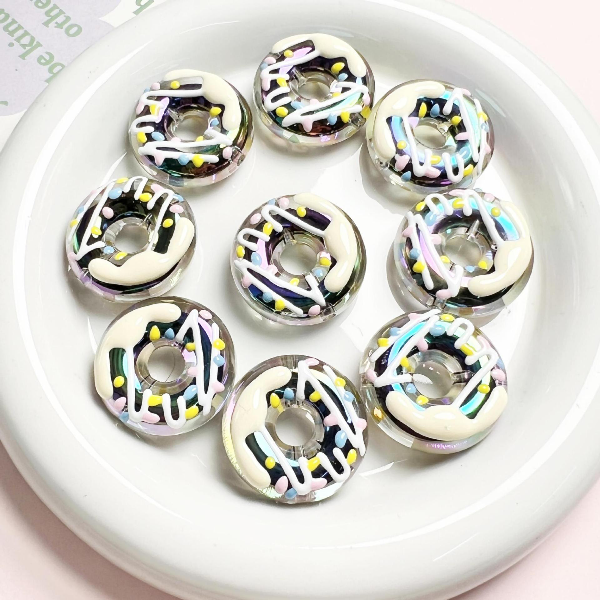 Wholesale Colored Heavy Industry Handdrawn Donut Acrylic Beads