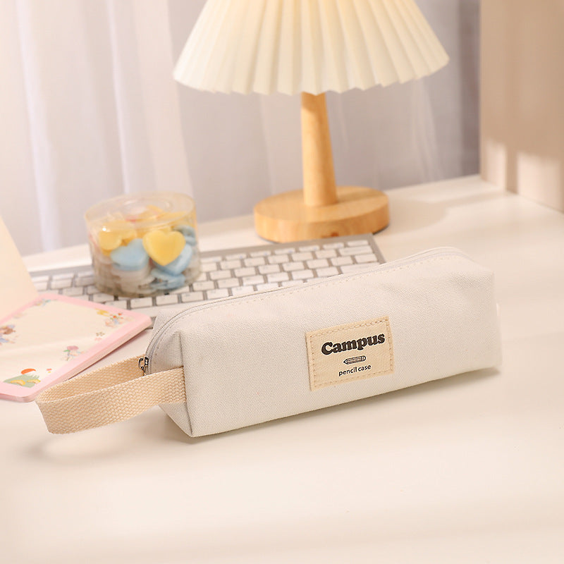 Wholesale Simple Canvas Large Capacity Pencil Case