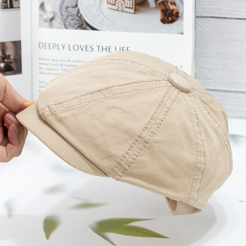 Wholesale All-match Light Plate Solid Color Forward Hat British Painter Hat Newsboy Hat Fashion