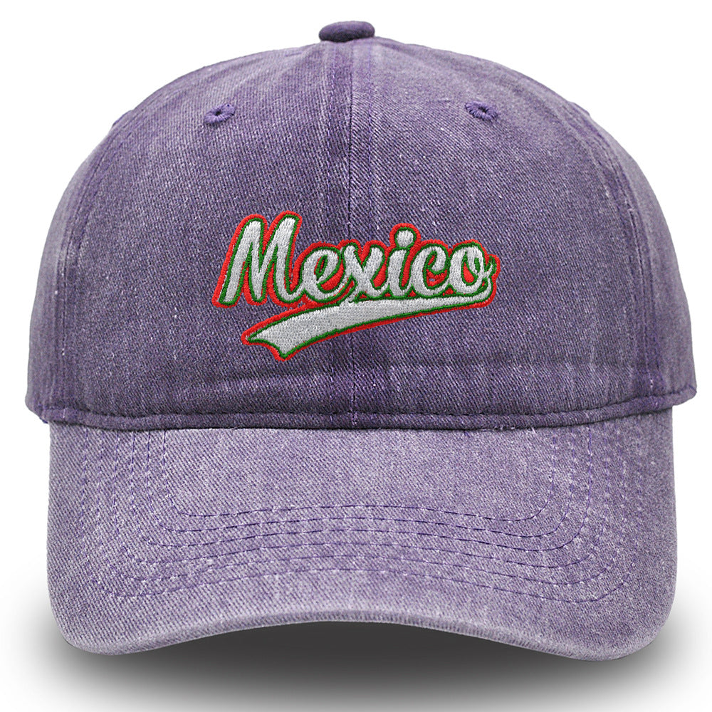 Wholesale Embroidered Mexico Washed Casual Sun Visor Baseball Cap