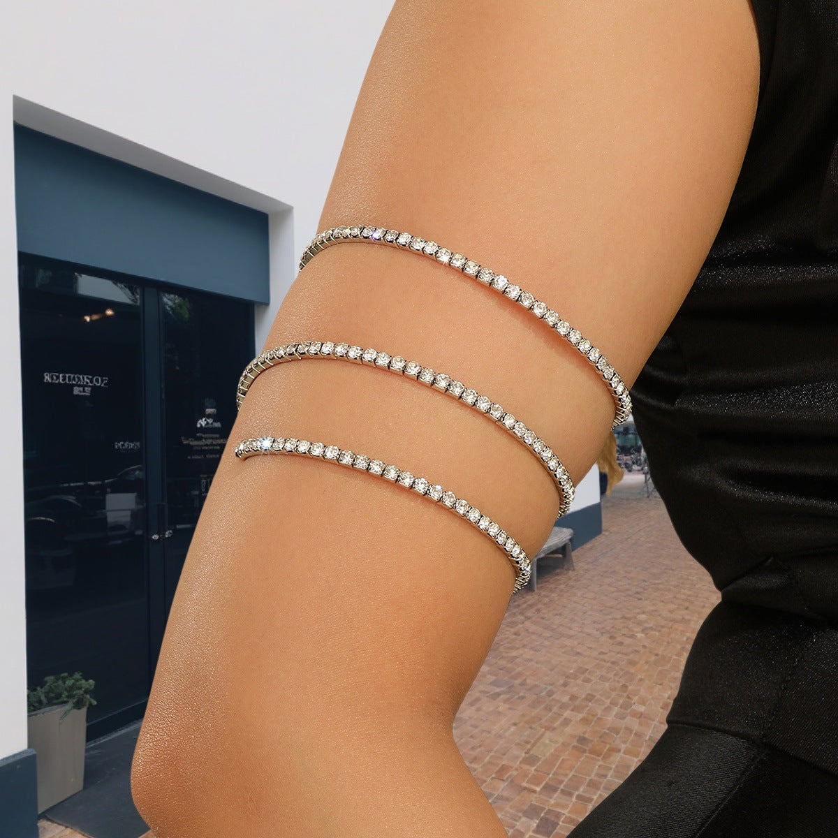 Wholesale Gold Rhinestone Multi Layer Body Chain Arm Bracelet Chic Women Party Jewelry