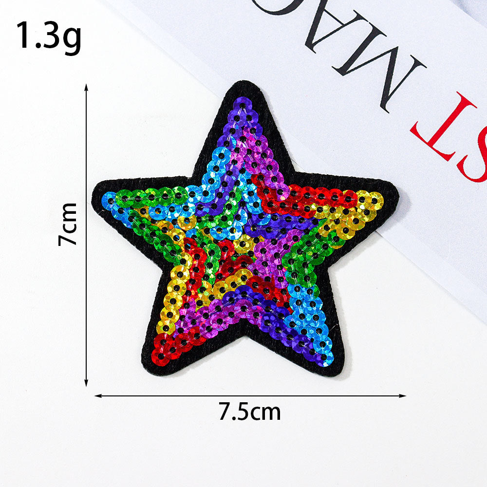 Wholesale Glitter sequined fabric patches,  multi-colored star DIY Patches