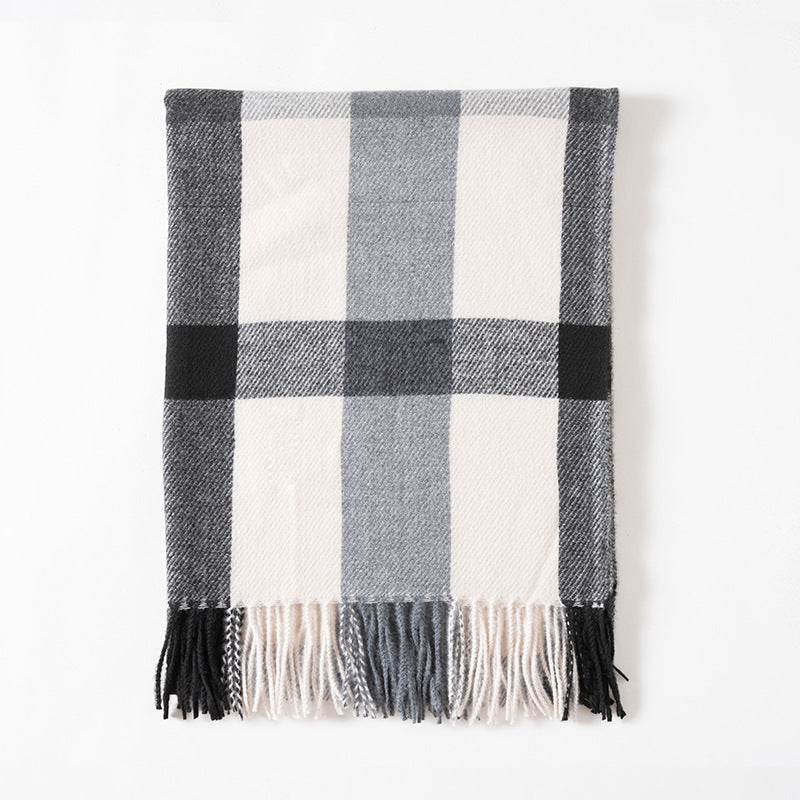 Wholesale Autumn and Winter Plaid Thick Imitation Cashmere Warm Scarf