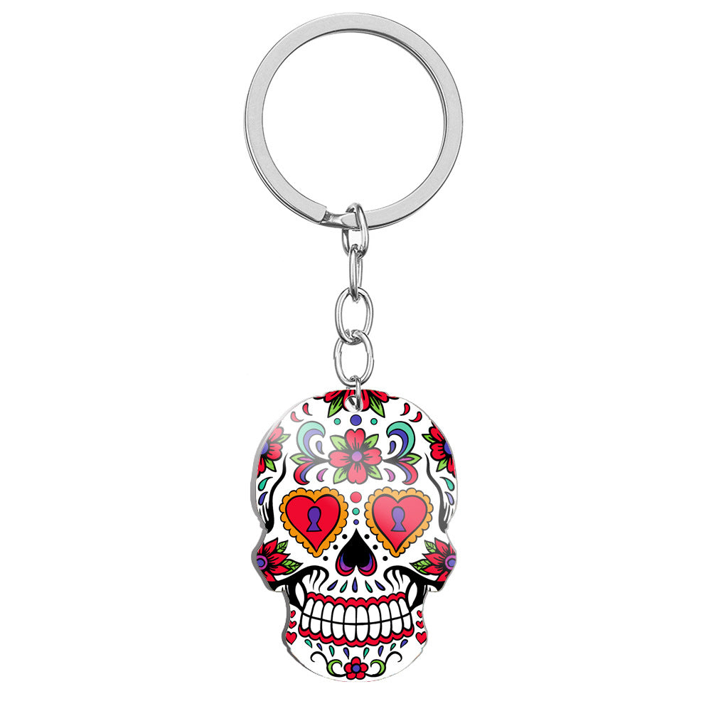 Wholesale Day of the Dead Skull Stainless Steel Keychains