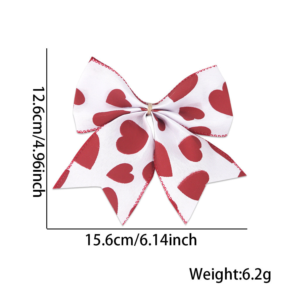 Wholesale Valentine' s Day Love Printed Peach Heart Bow Decoration