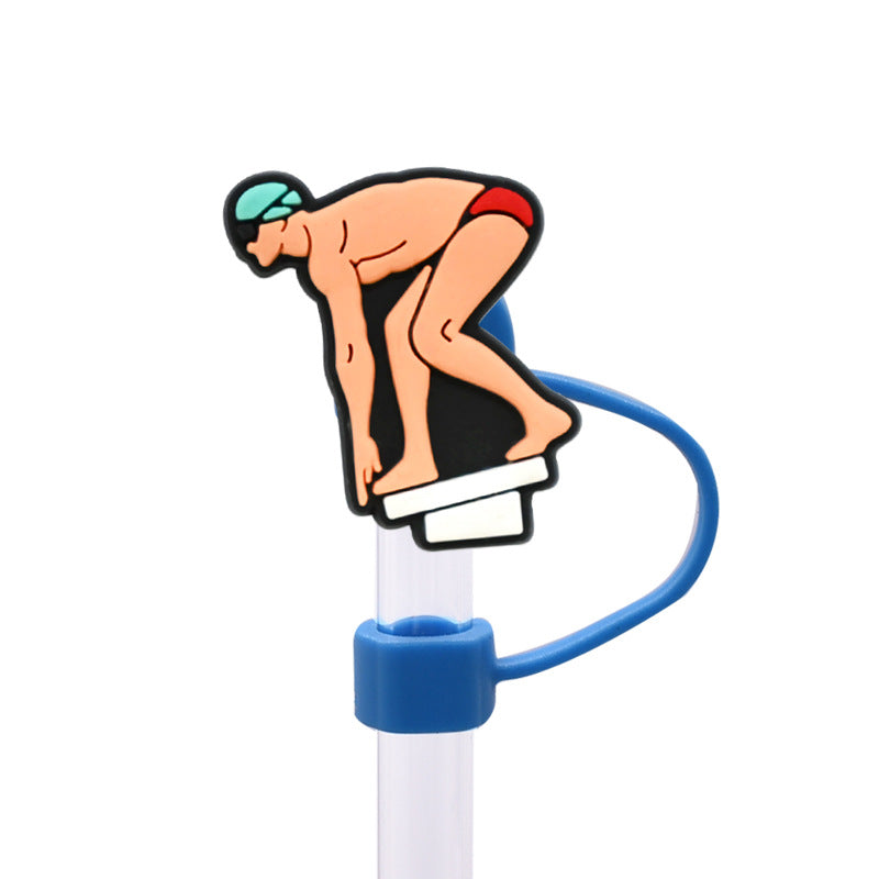 Wholesale Random 100pcs 10MM swimming dust plug straw hat creative DIY cup straw accessories