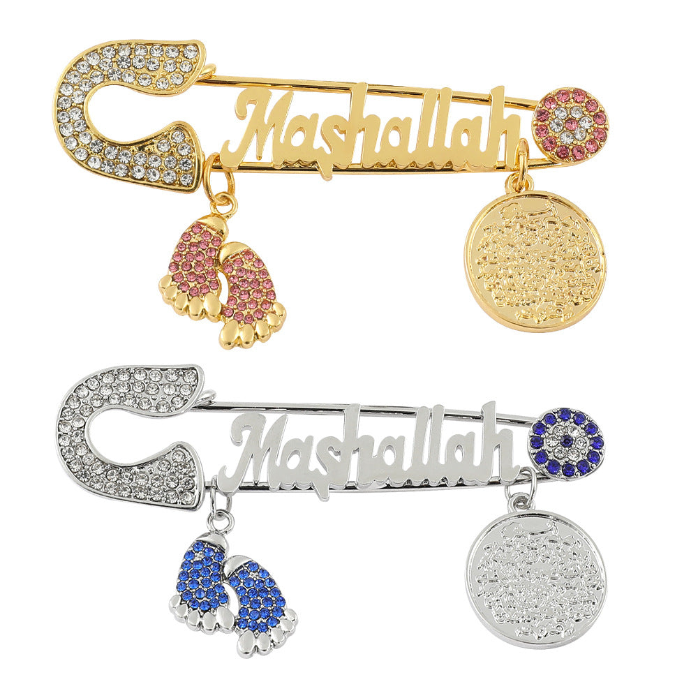 Wholesale Diamond Foot Letter Exquisite Alloy Brooch