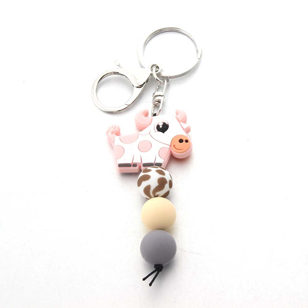 Wholesale Cow Tooth Hat Letter Silicone Bead Keychain