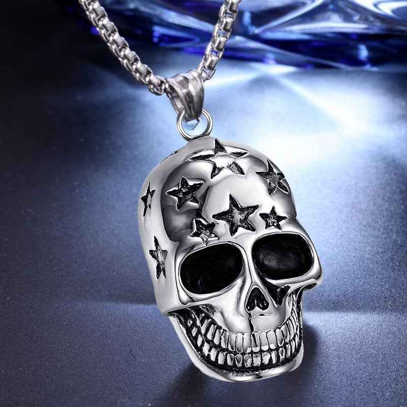 Wholesale Domineering Star Skull Titanium Steel Punk Men's Necklace