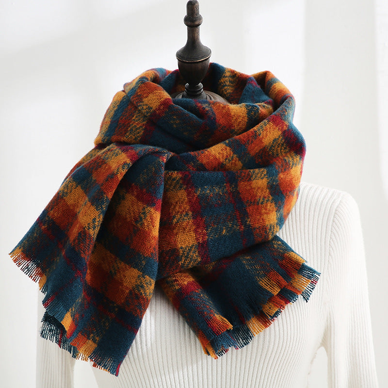 Wholesale Autumn and Winter Thickened Cashmere Plaid Scarves