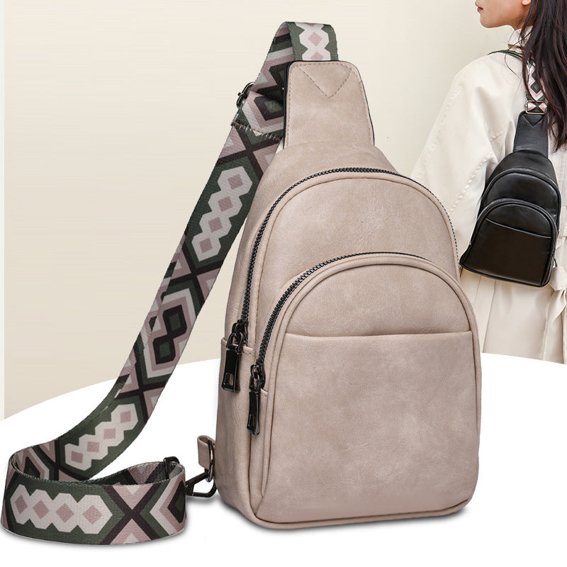 Wholesale PU Autumn and Winter Wide Shoulder Strap Casual Sports Chest Bag