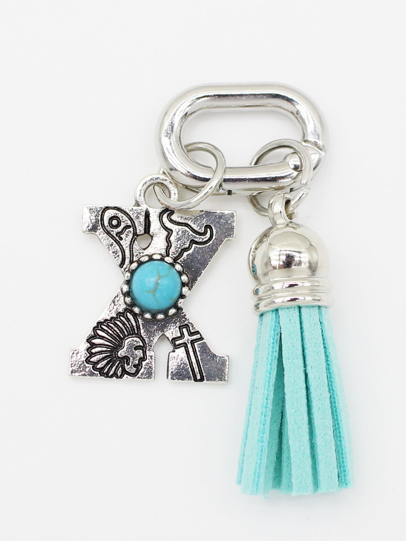 Wholesale ethnic style turquoise 26 letter tassel pendant