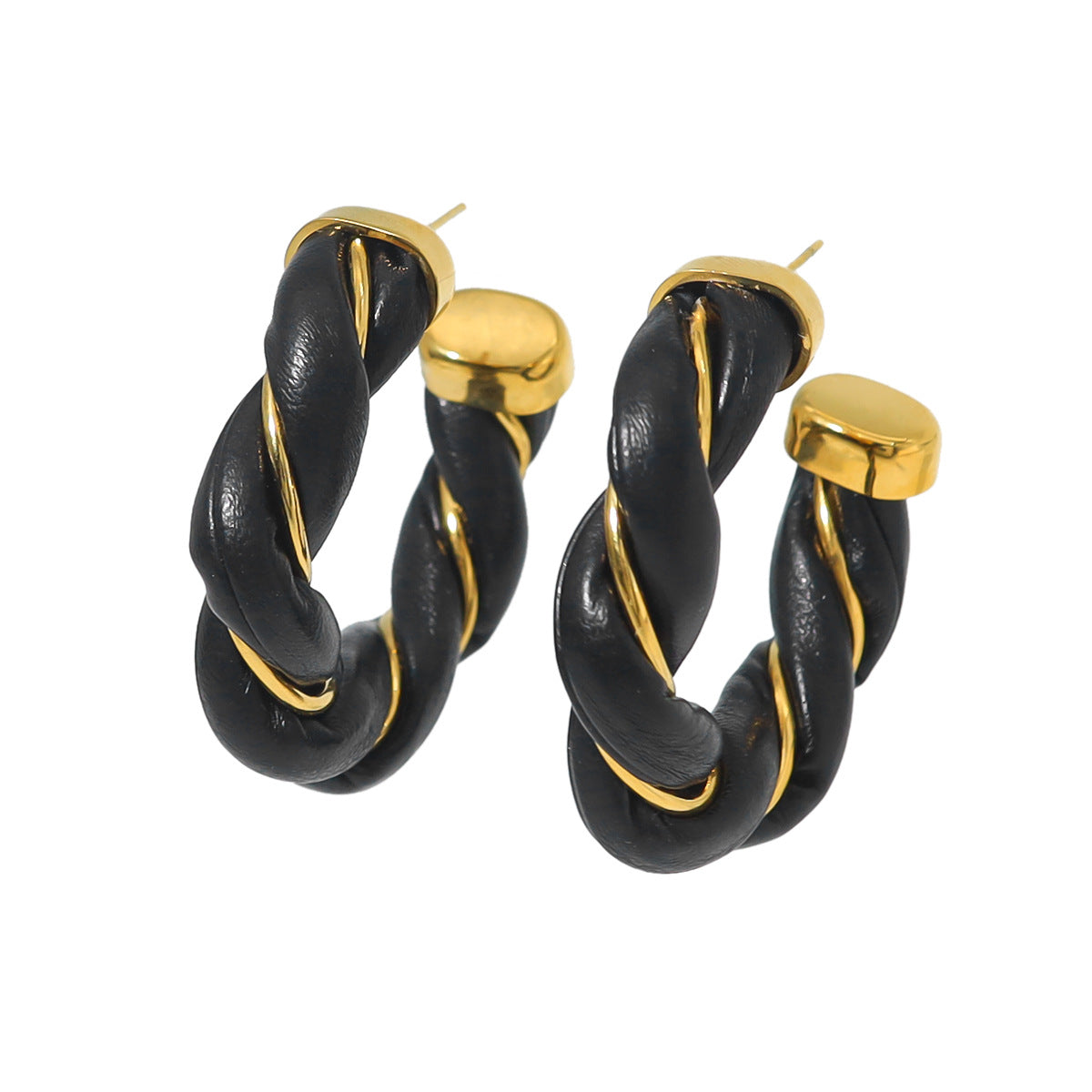 Wholesale 18K Gold-plated Titanium Steel Twist Pattern C-shaped Stud Earrings