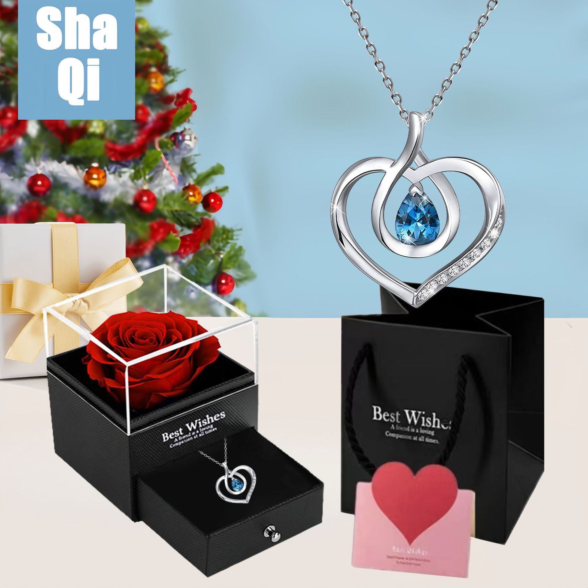 Wholesale Valentine' s Day zircon heart-shaped necklace