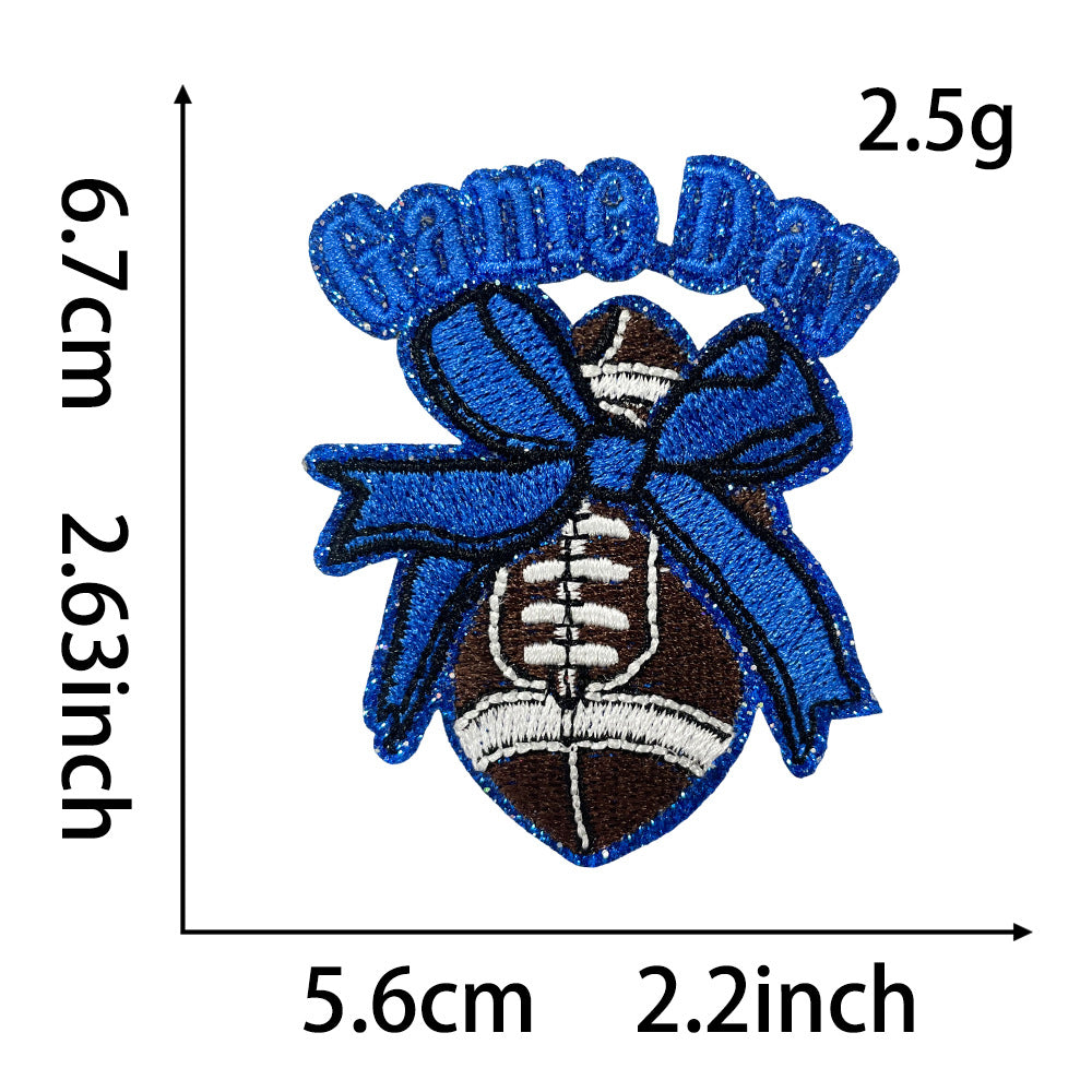 Wholesale Chic Gameday Football Embroidered Patch With Olive Ball Design Iron On DIY Fashion Accessory
