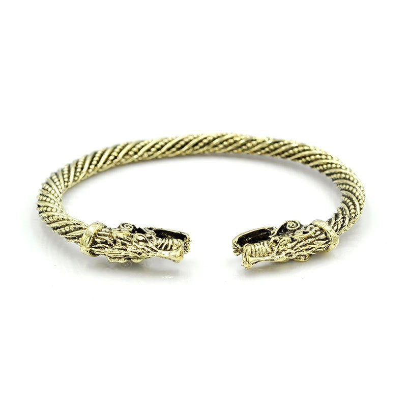 Wholesale Retro Men's Wolf Head Opening Bracelet