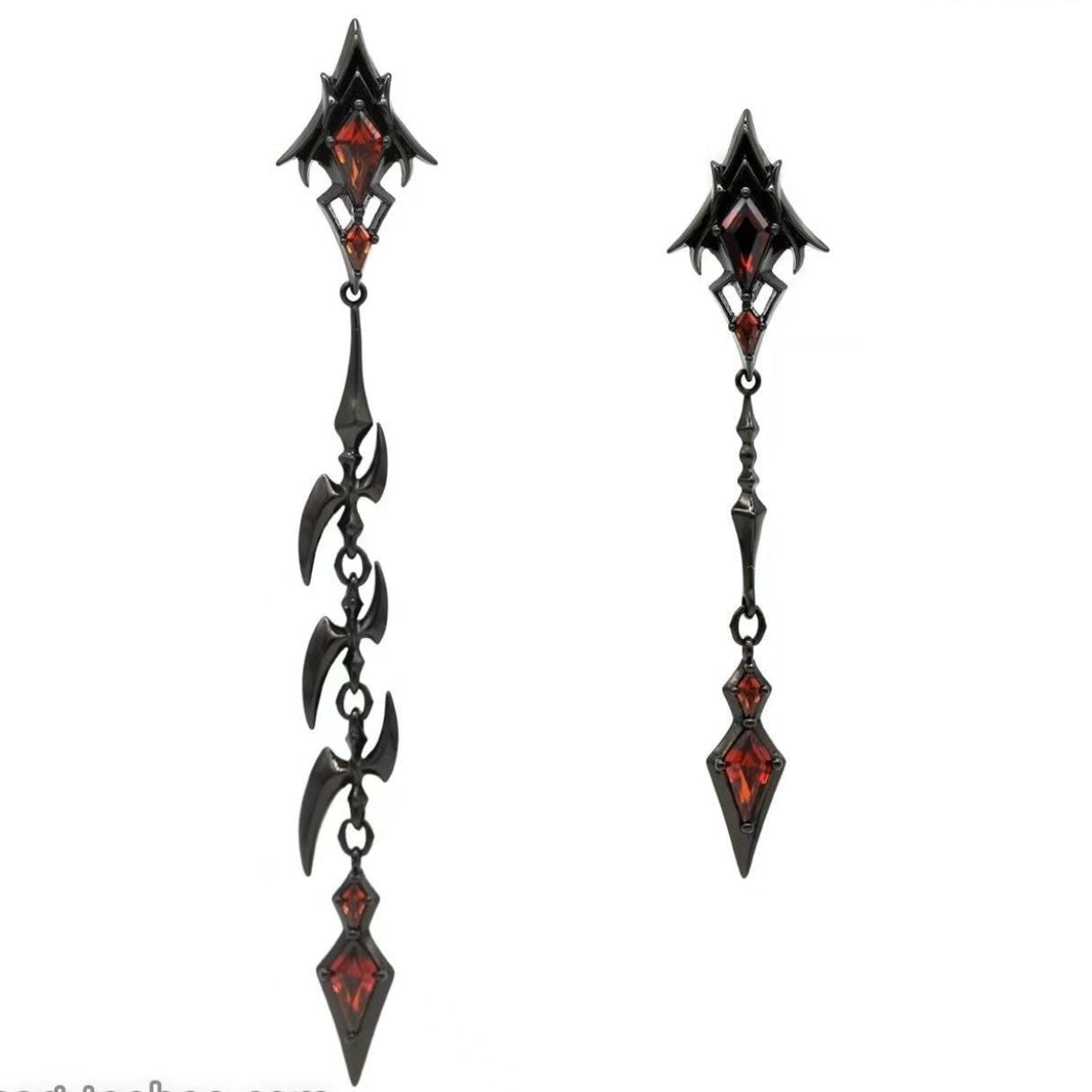 Wholesale Gothic Style  Alloy Earrings Red Heart Cross Design Party Wear Jewelry Accessory