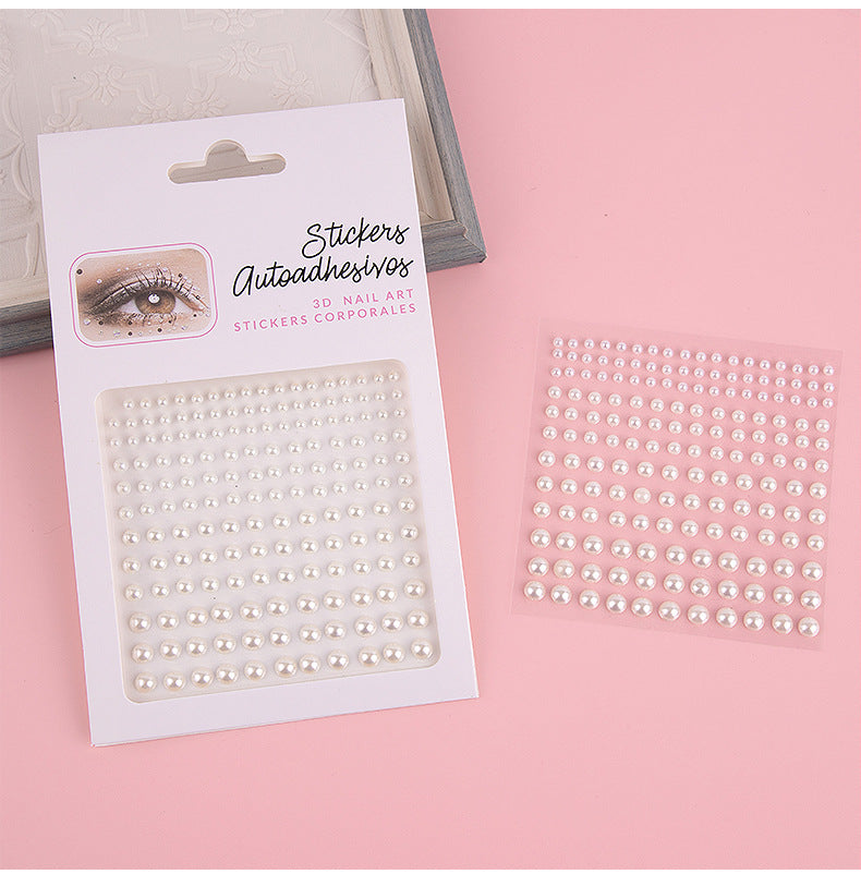 Wholesale 3456mm Milk White Pure White Pearl DIY Acrylic Crystal Diamond Beauty Eye Makeup Stickers