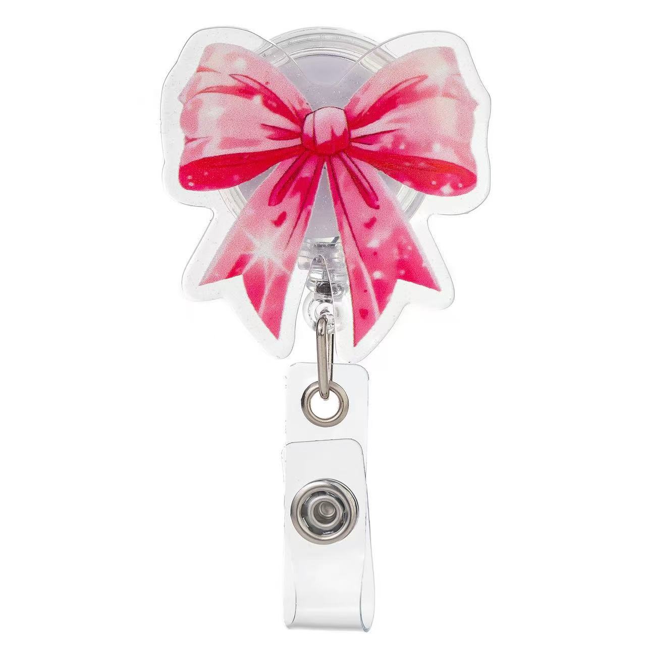 Wholesale Pink cherry medical staff with diverse bows Badge Reels
