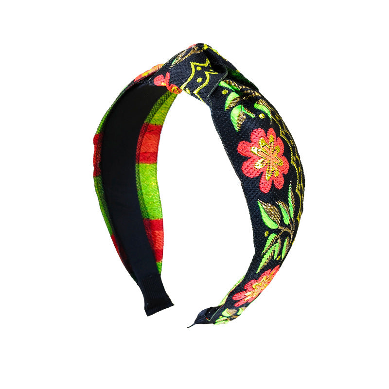 Wholesale Ethnic Style Embroidery Knot Fabric Hair Hoops