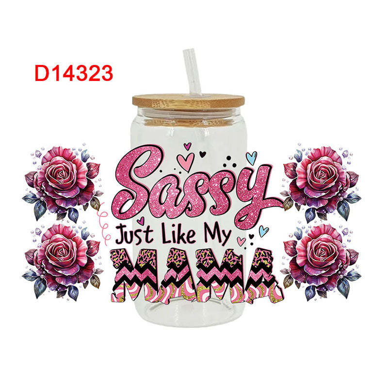 Wholesale Cartoon Cute Mother' s Day Family Theme 16oz Cup UV DTF Wraps