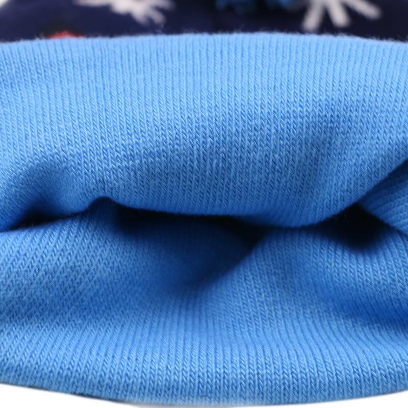 Wholesale Christmas Snowman Elk Christmas Tree Hair Ball Knitted Hat LED Colorful Dazzling Light Woolen Hat