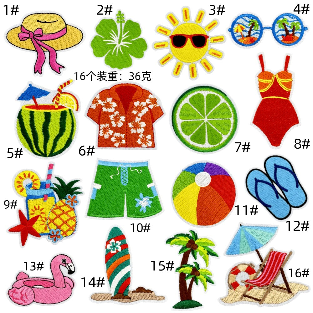 Wholesale DIY Embroidery Patch Cute Hawaiian Party Hat Clothes Decoration FS