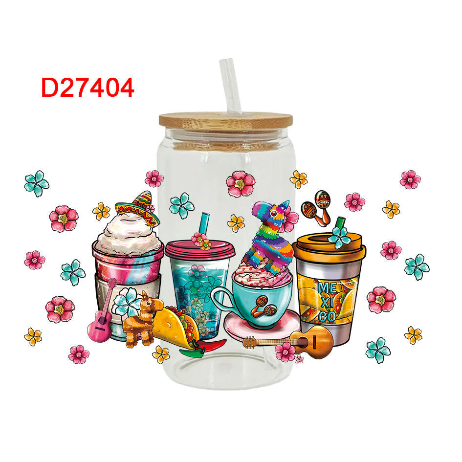 Wholesale Love Coffee Beverage Series  16oz Cup UV DTF Wraps