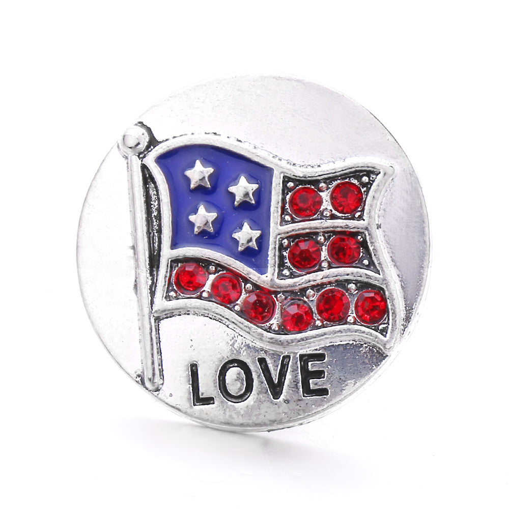 Wholesale DIY Snap Charm Alloy Flag Style 18mm Noosa Button Pendant Buckle