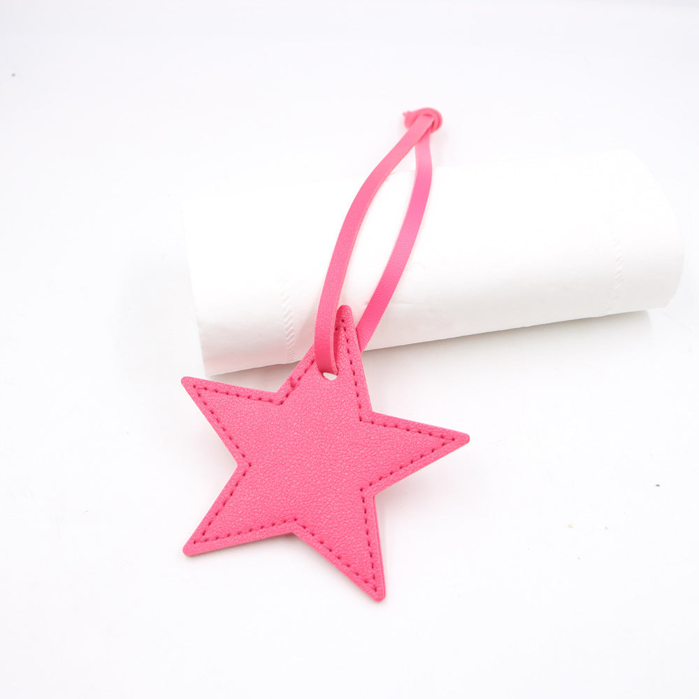 Wholesale Black PU Leather Star Bag Charm Five Point Star Pendant Lanyard Everyday Decorative Accessory For Handbags Boutique Resale