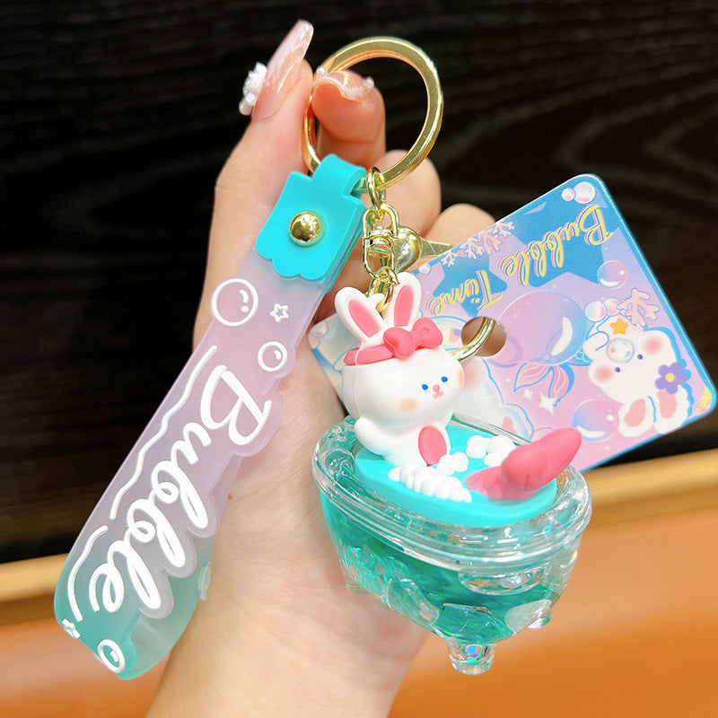 Wholesale Acrylic Rabbit Bubble Bathtub Oil Keychain