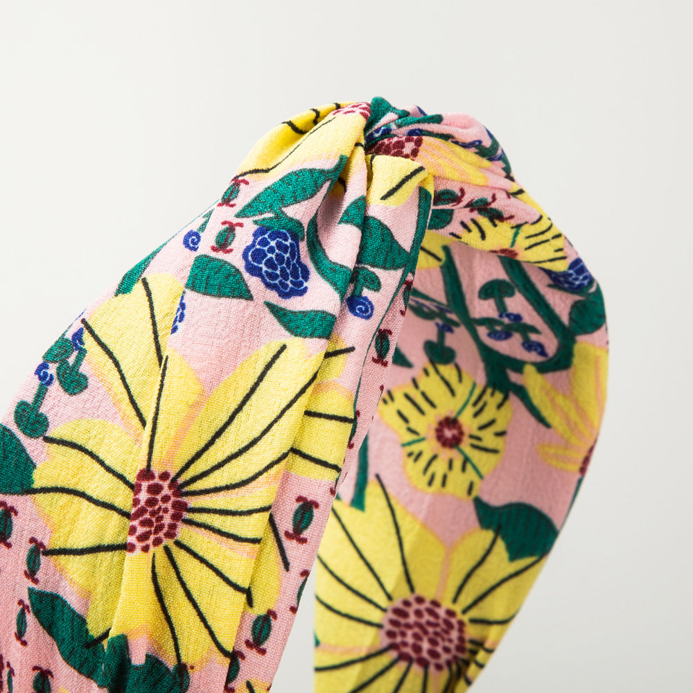 Wholesale Fabric Printed Cross-hairband Fashion All-match Wide-brimmed Headband Bohemian Style Elegant Hair Accessories