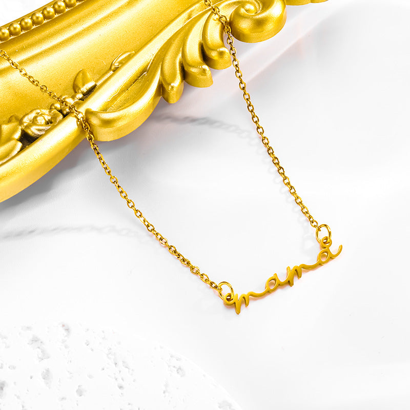 Wholesale European and American niche simple English letter mama clavicle chain necklace