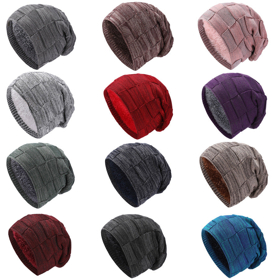Wholesale Men's Knitted Hats Couple's Style Plus Velvet Ear Protection Pile Pullover Hat