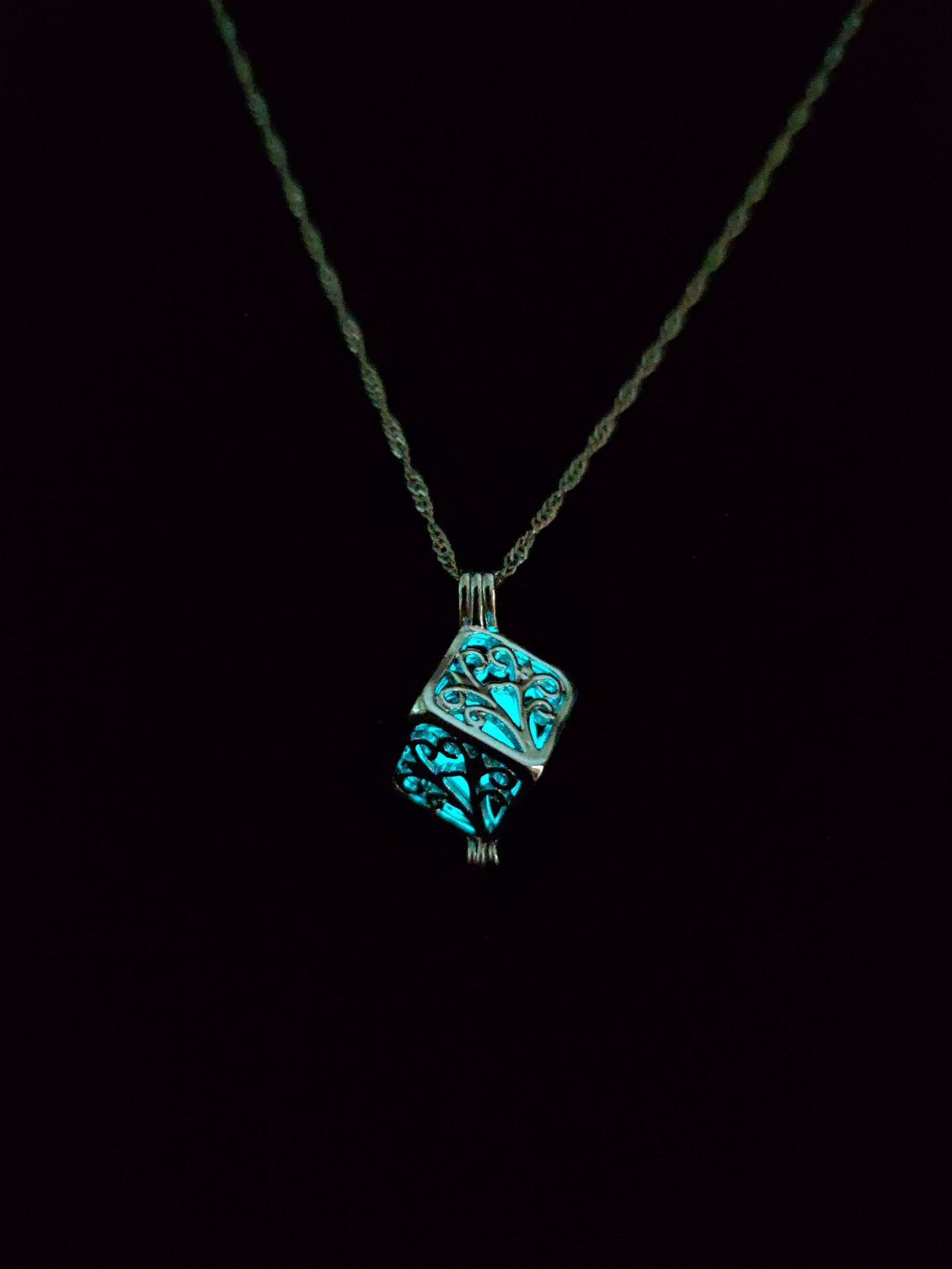 Wholesale Hollow out Tree of Life Square Luminous Necklace